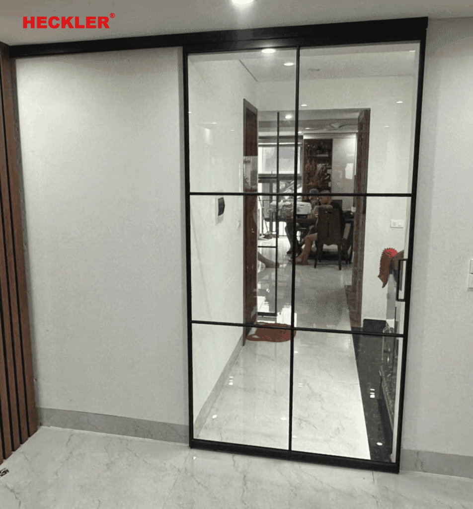 cửa lùa slim không ray dưới 1 cánh | Heckler
