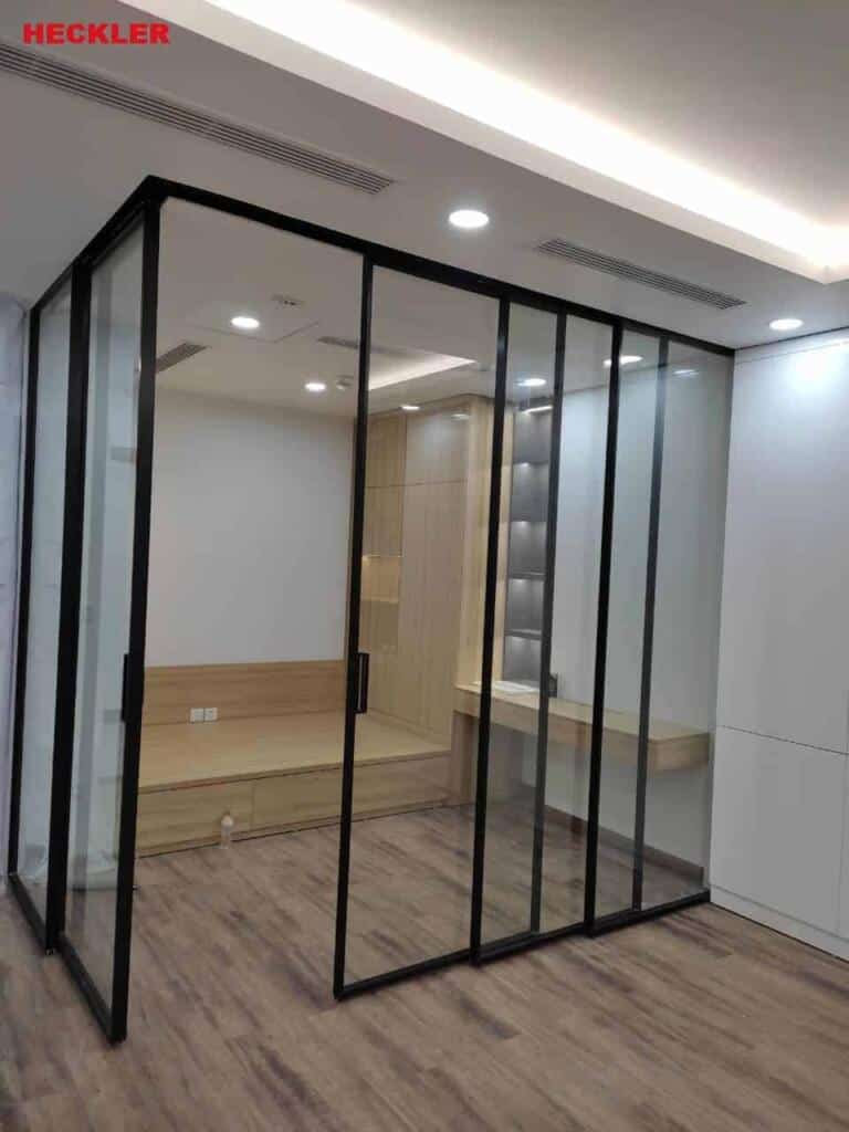 Cửa trượt nhôm hiện đại với khung mỏng