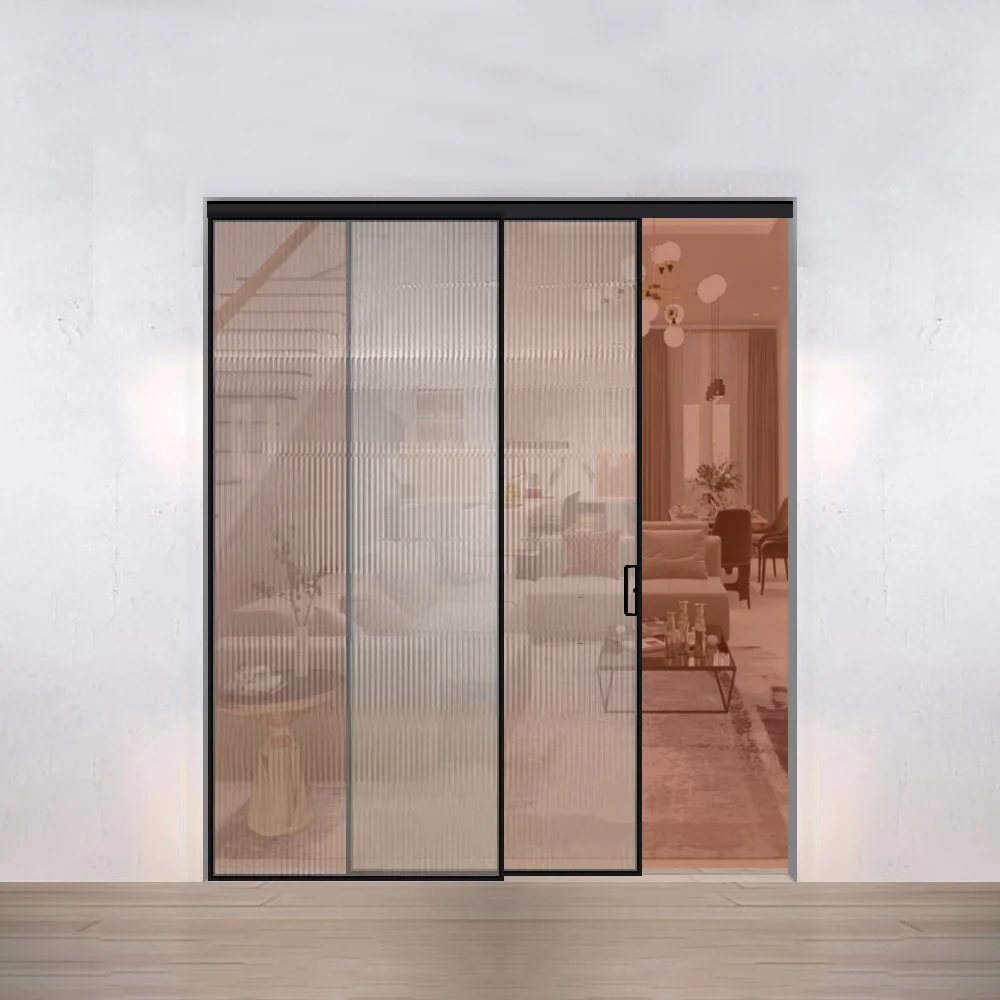 Cửa lùa slim 2 cánh 1 Cửa lùa (trượt) 2 cánh nhôm Slim
