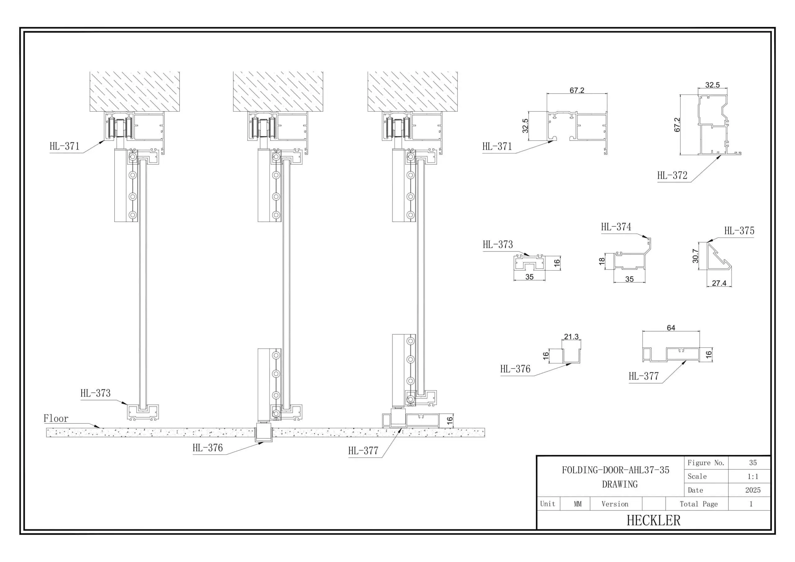 Bản vẽ cấu tạo cửa slim xếp trượt