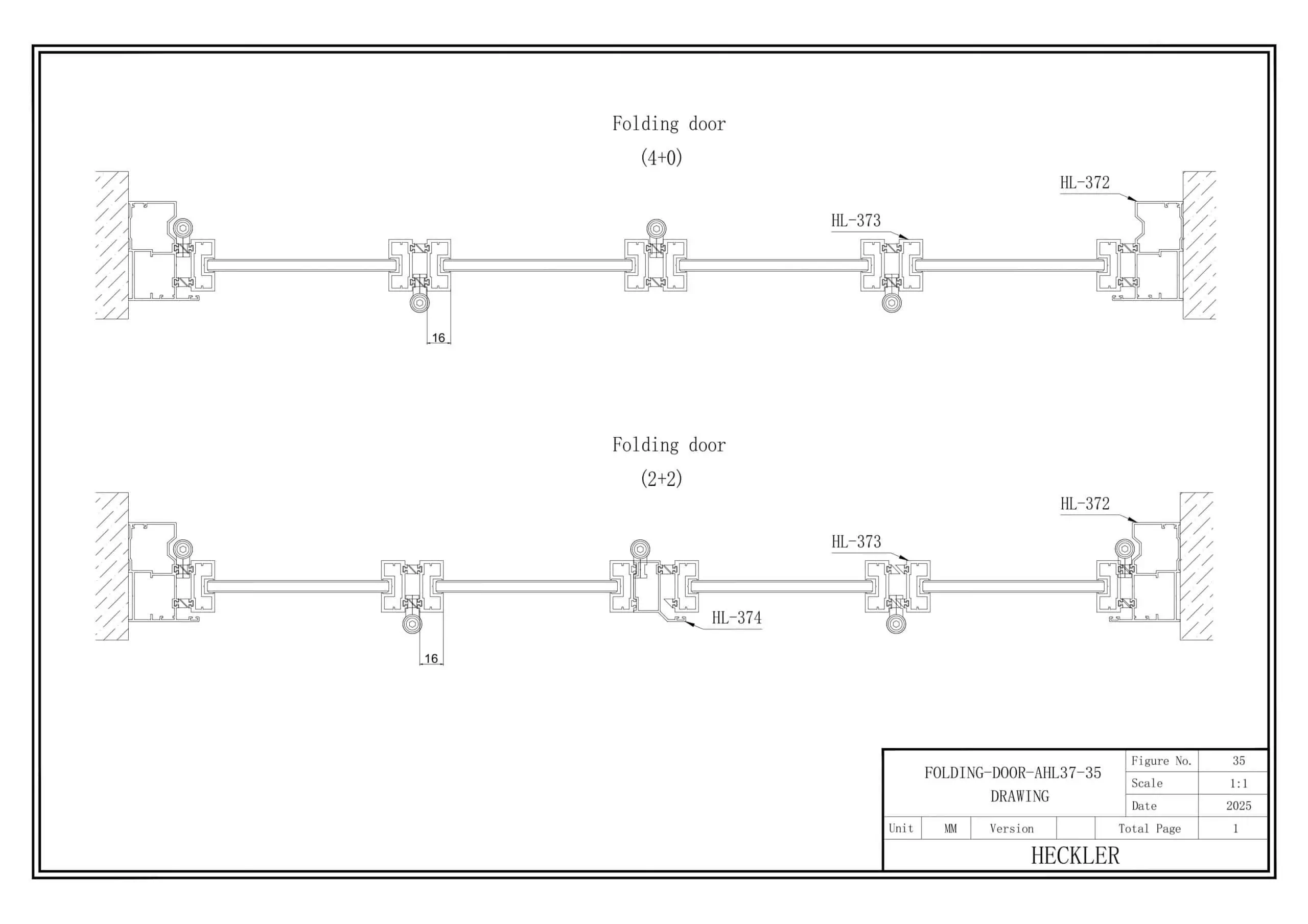 Mặt cắt nhôm cửa xếp slim 4 cánh