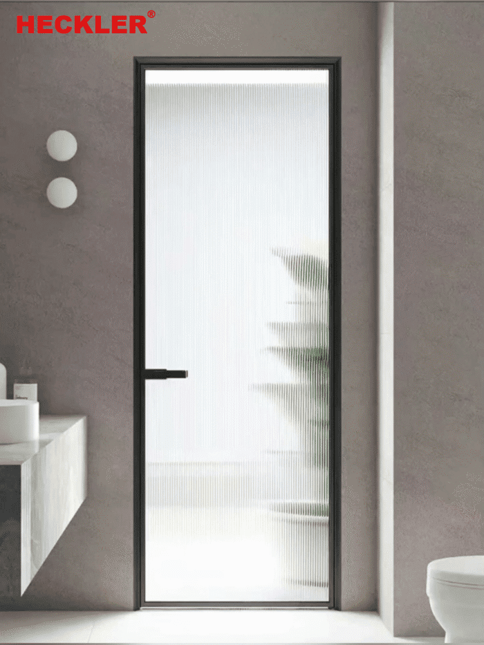 Cửa slim mở quay 1 cánh với thiết kế hiện đại trong không gian nhà ở