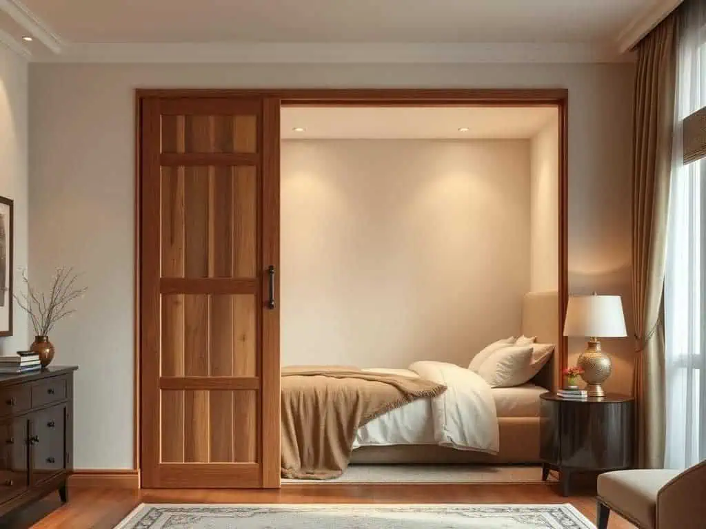 Cửa trượt gỗ trong phòng ngủ