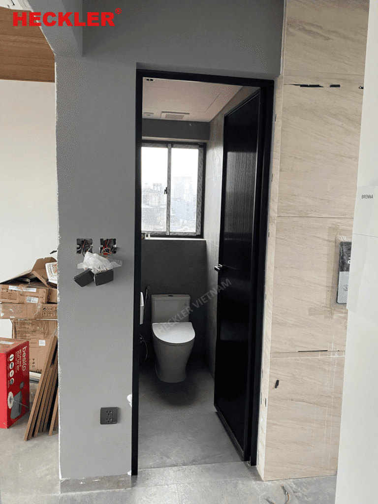 Thi công cửa nhôm slim tại phố Tôn Đức Thắng 11 Cửa nhôm slim Heckler lắp đặt tại Tôn Đức Thắng