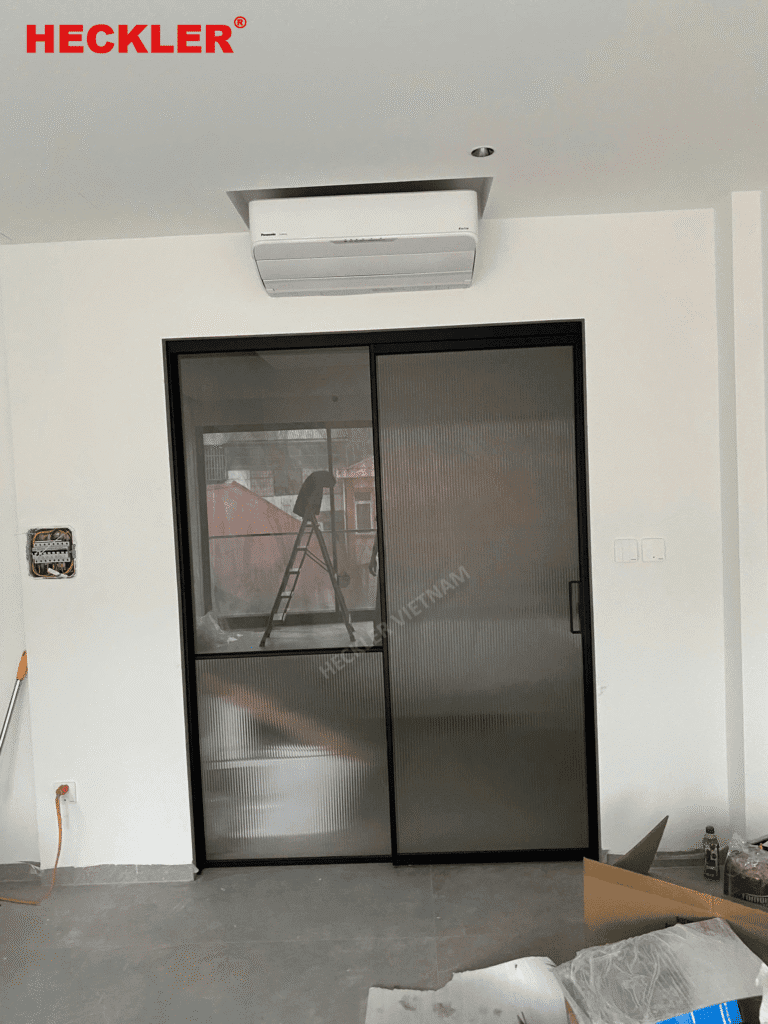 Thi công cửa nhôm slim tại phố Tôn Đức Thắng 13 Cửa nhôm slim Heckler lắp đặt tại Tôn Đức Thắng