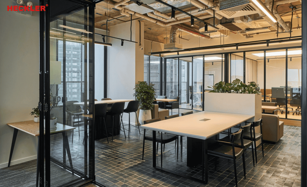 Hoàn thiện cửa slim xếp trượt Heckler tại Tòa văn phòng Heritage West Lake 17 Cửa slim xếp trượt Heckler tại Heritage West Lake
