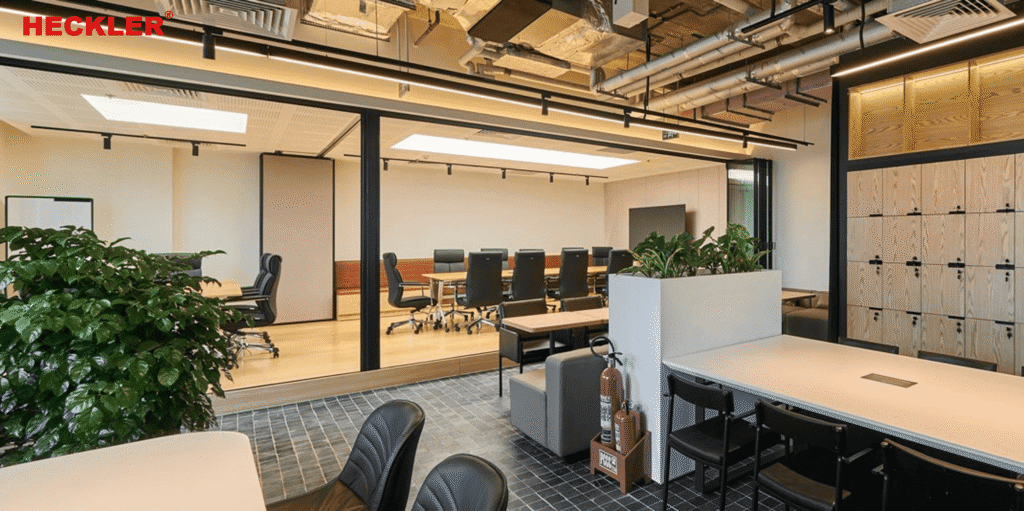 Hoàn thiện cửa slim xếp trượt Heckler tại Tòa văn phòng Heritage West Lake 25 Cửa slim xếp trượt Heckler tại Heritage West Lake