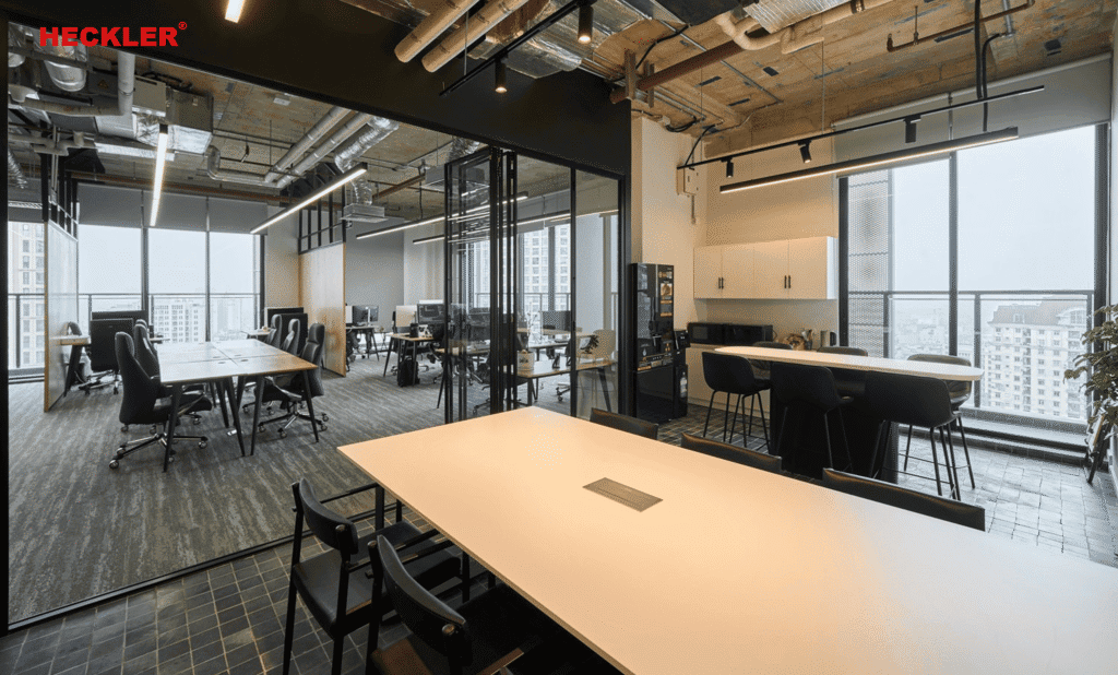 Hoàn thiện cửa slim xếp trượt Heckler tại Tòa văn phòng Heritage West Lake 15 Cửa slim xếp trượt Heckler tại Heritage West Lake