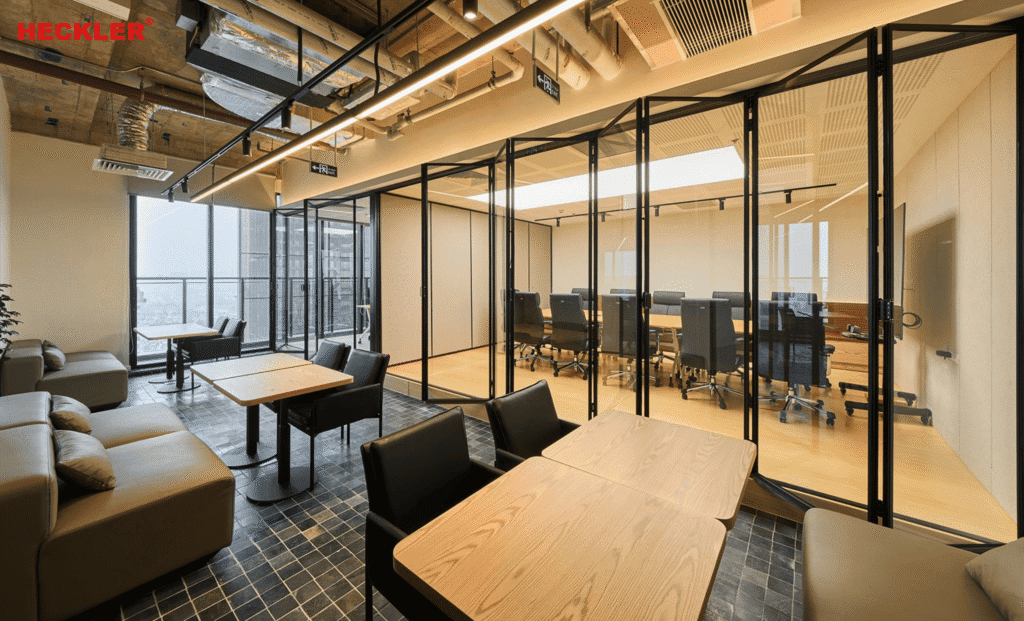 Hoàn thiện cửa slim xếp trượt Heckler tại Tòa văn phòng Heritage West Lake 14 Cửa slim xếp trượt Heckler tại Heritage West Lake